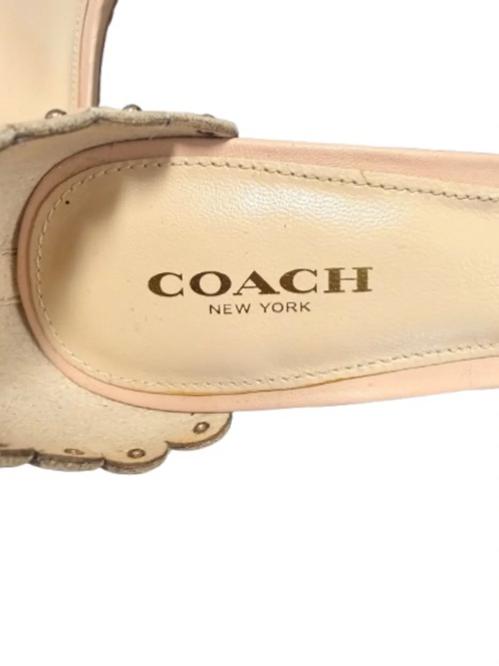 Coach Monica Pink Leather Scalloped Studded Ankle Strap Heels Women’s 6B